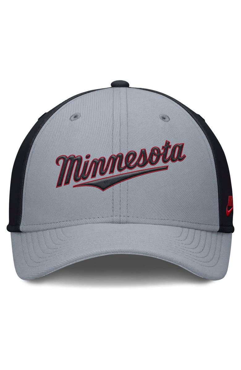 Nike Men's Nike Gray/Navy Minnesota Twins Rise Swoosh Performance Flex Hat, Alternate, color, Gray