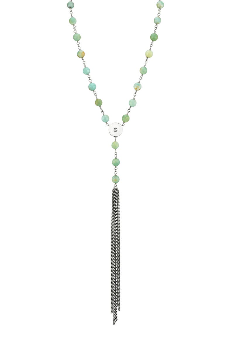 Amazonite & Diamond Tassel Y-Necklace, Main, color, AMAZONITE