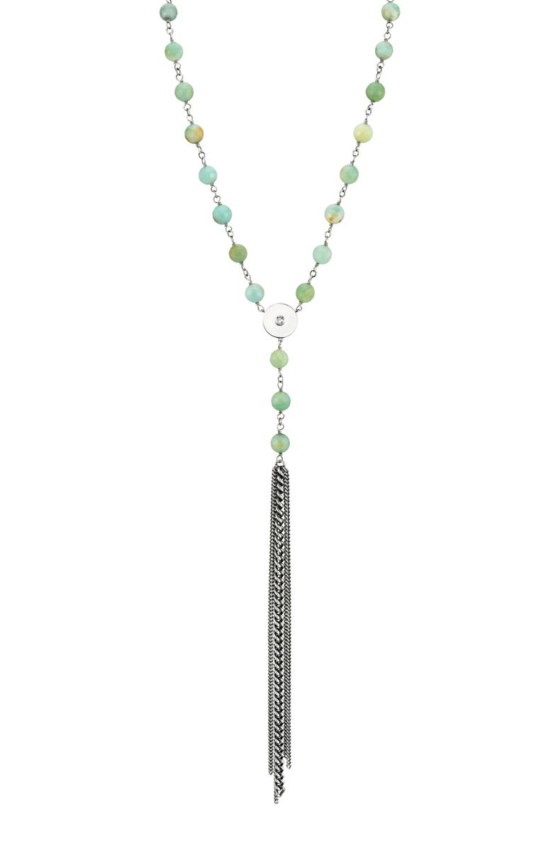 Sheryl Lowe Amazonite & Diamond Tassel Y-Necklace, Main, color,