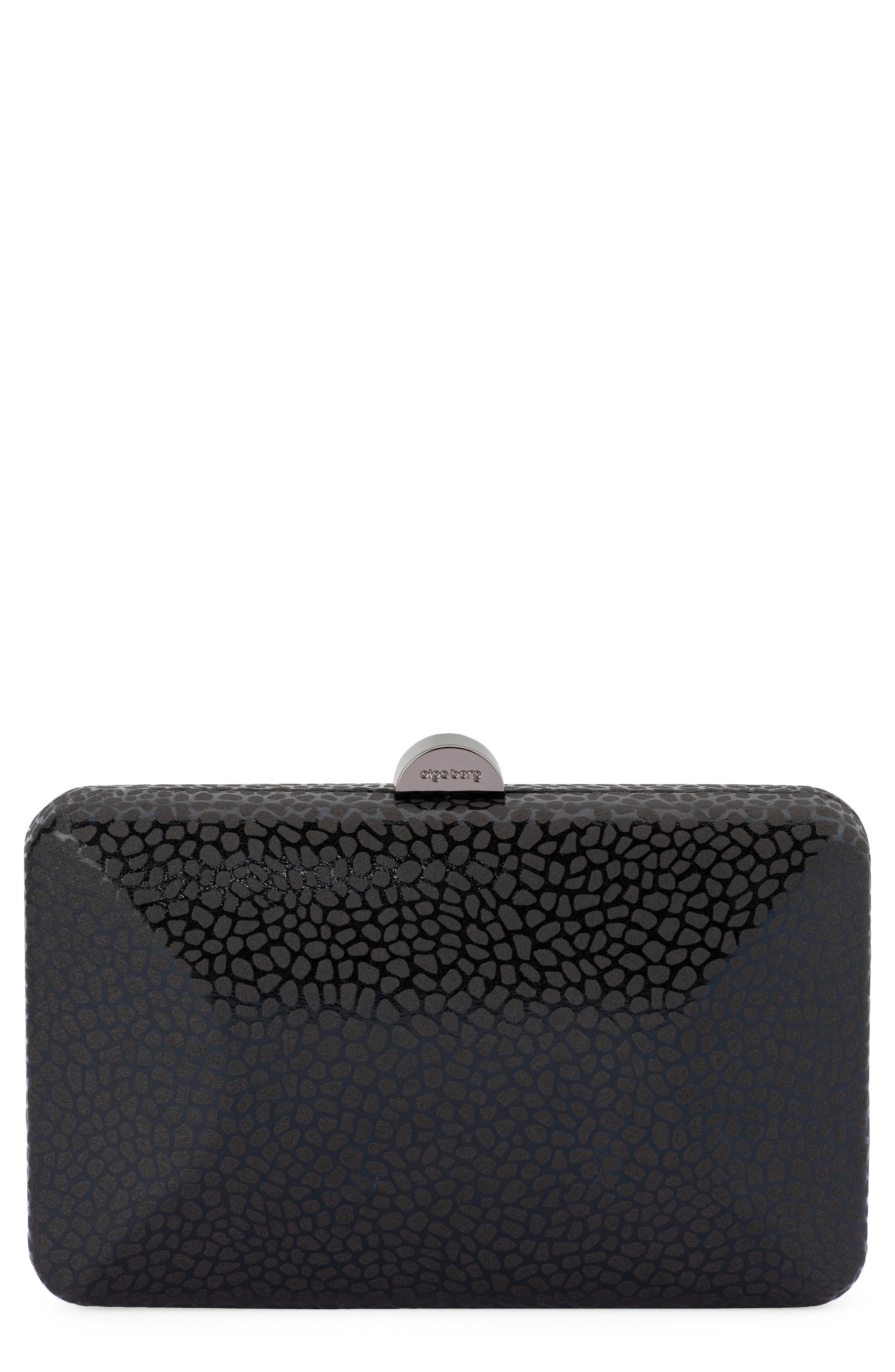 Frankie Embossed Clutch, Main, color, BLACK