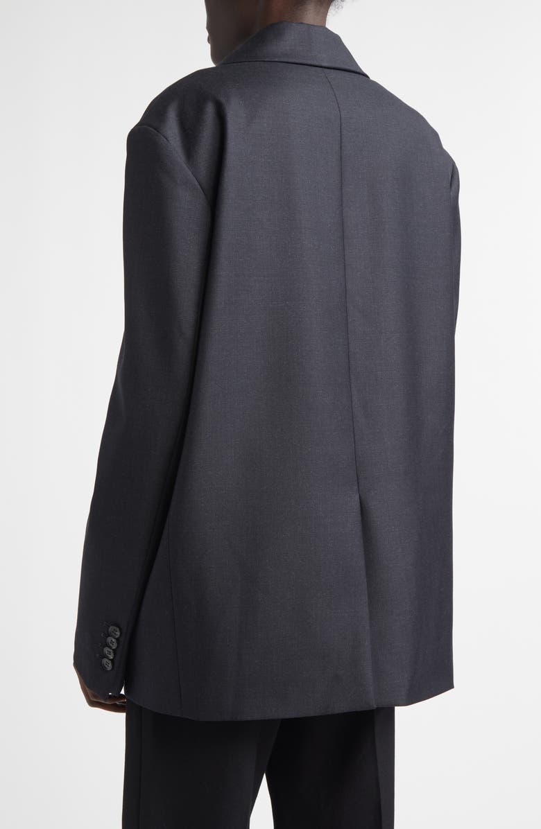 LOULOU DE SAISON Donau Tailored Double Breasted Virgin Wool Jacket, Alternate, color, Black Melange