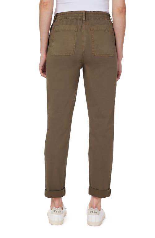 Kensie Rolled Hem Drawstring Girlfriend Pants In Green