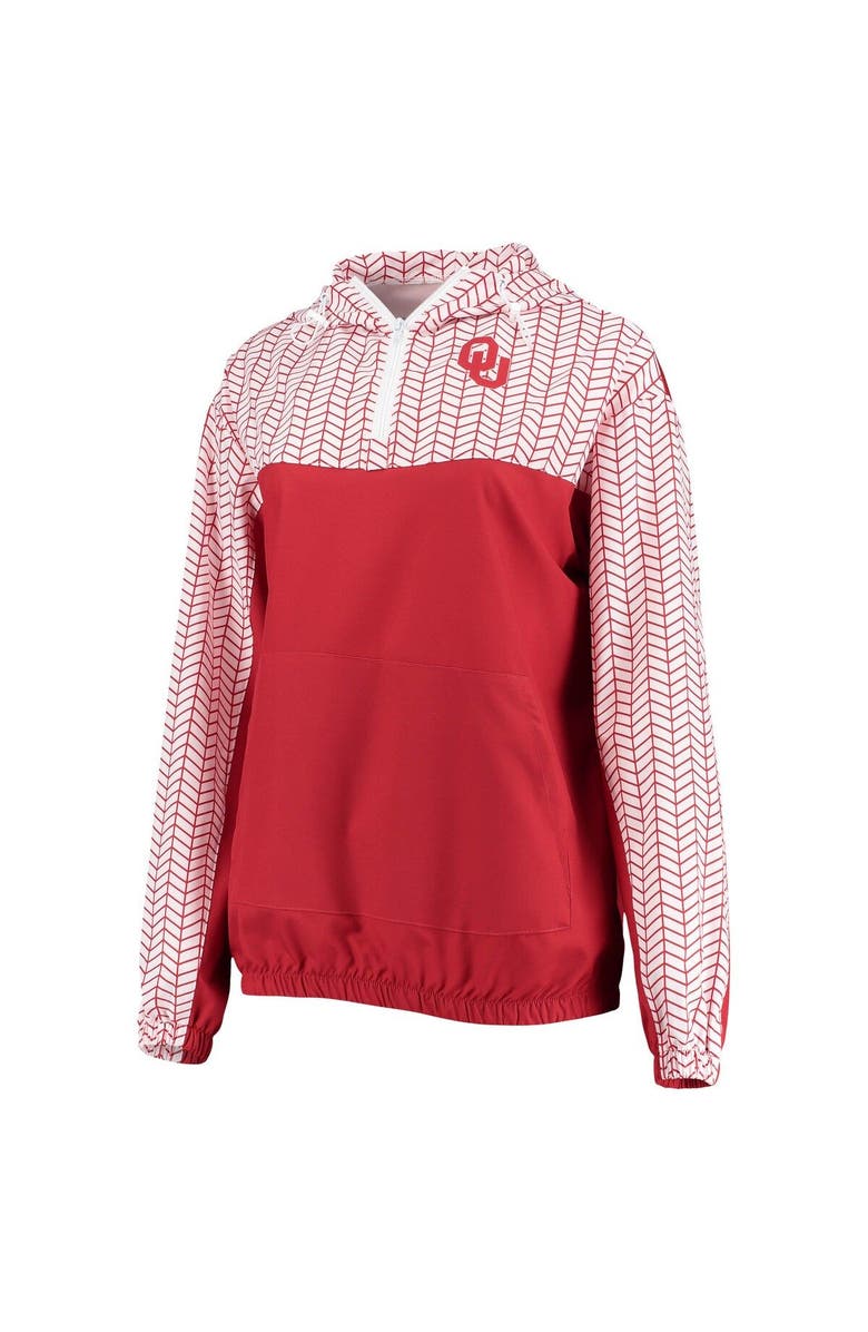 ZOOZATZ Women's ZooZatz Crimson Oklahoma Sooners Chevron Swishy Quarter-Zip Hoodie Jacket, Alternate, color, Crimson