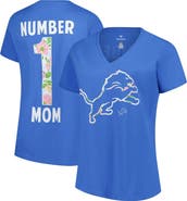 FANATICS Women's Fanatics  Blue Detroit Lions Plus Size Mother's Day Floral V-Neck T-Shirt
