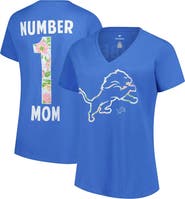 FANATICS Women's Fanatics  Blue Detroit Lions Plus Size Mother's Day Floral V-Neck T-Shirt