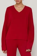 Lafayette 148 New York Rib Matte Crepe V-Neck Sweater