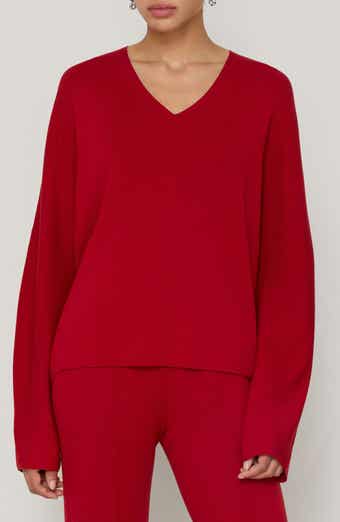 Rib Matte Crepe V-Neck Sweater