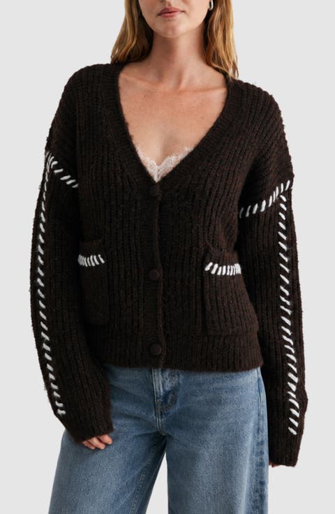 Whipstitch V-Neck Cardigan