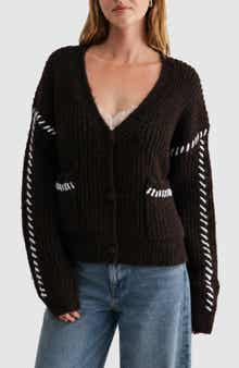 Whipstitch V-Neck Cardigan