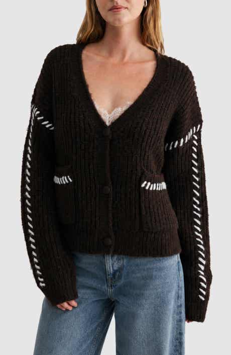 Whipstitch V-Neck Cardigan