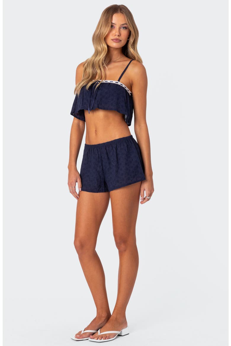Edan Cotton Eyelet Crop Top, Alternate, color, NAVY