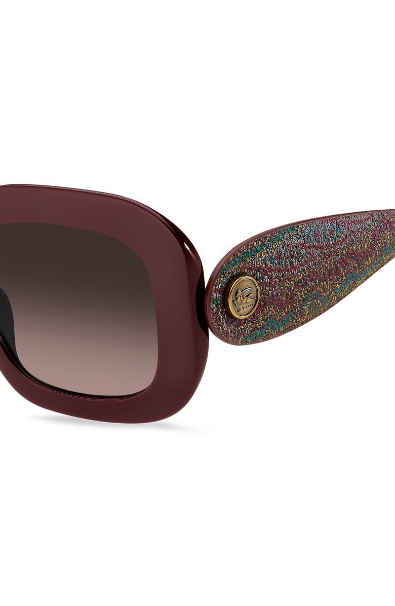 Etro 52mm Gradient Rectangular Sunglasses, Alternate, color, Burgundy/ Brown
