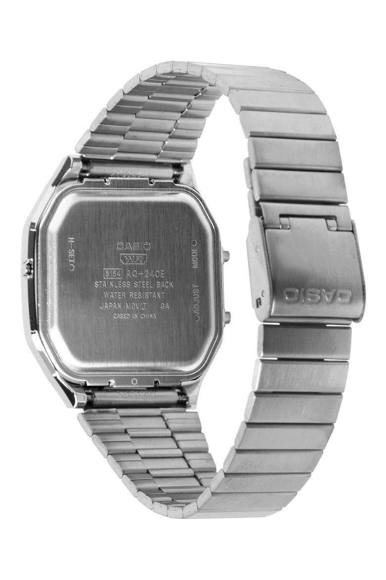 Vintage Ana-Digi Stainless Steel Bracelet Watch, Alternate, color, SILVER/ TEAL