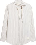 Giorgio Armani Stripe Tie Neck Button-Up Shirt