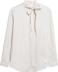 Emporio Armani Stripe Tie Neck Button-Up Shirt