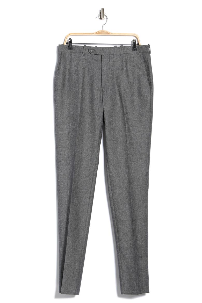 Harker Flat Front Wool & Cotton Trousers, Main, color, GREY
