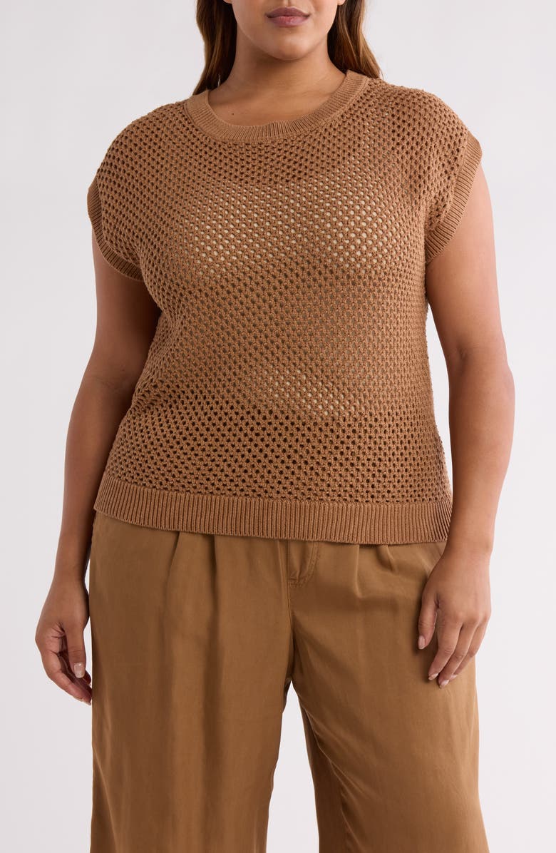 Sanctuary Open Stitch Sweater, Main, color, Caramel