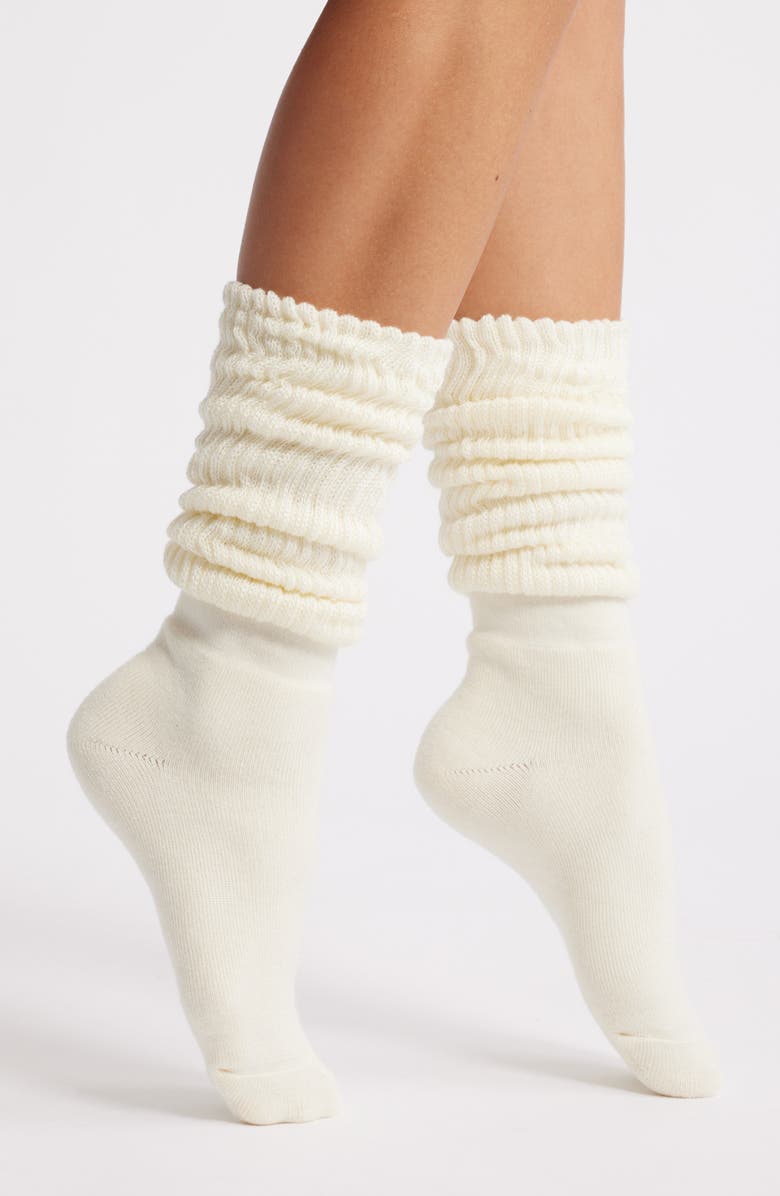 Casa Clara Conner Scrunched Crew Socks, Main, color, Cream