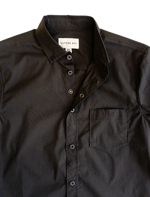 Dapper Boi Slate Black Essential Long Sleeve Button-up In Slate Black
