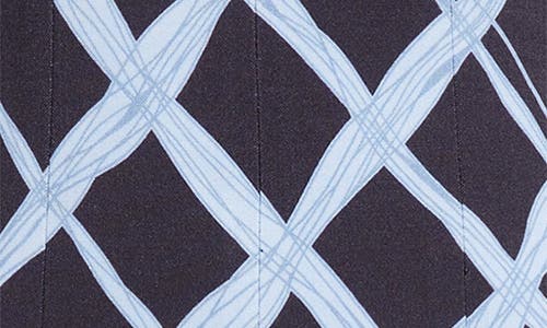 Oscar De La Renta Wavy Plaid Pleated Wool Blend Dress In Blue
