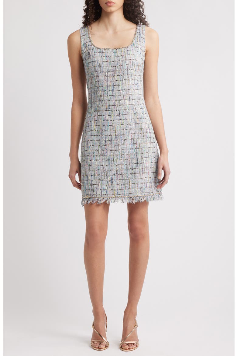 Novi Sleeveless Tweed Minidress, Main, color, WHITE MULTI