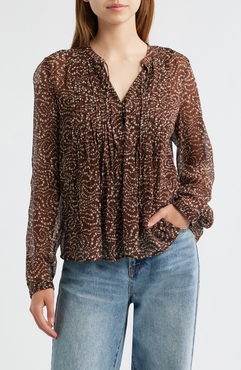 rag & bone Amaris Pintuck Top, Main, color, Brown