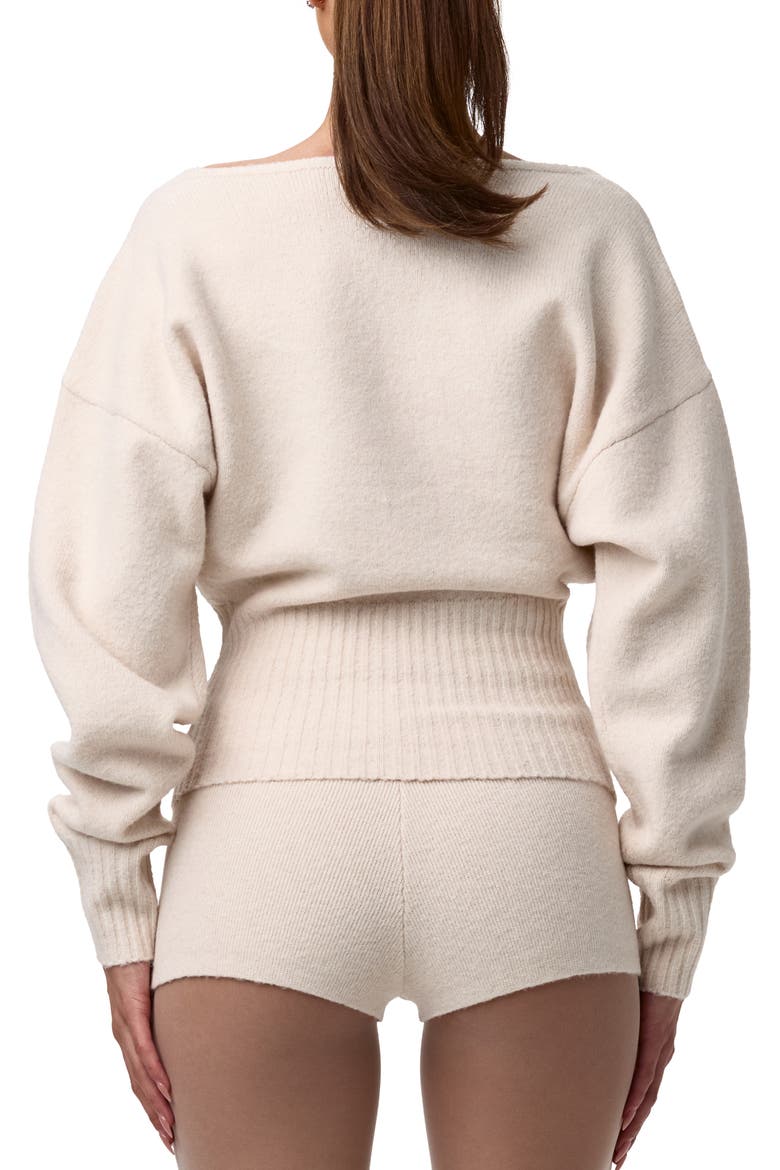 V-Neck Ribbed Sweater, Alternate, color, BONE