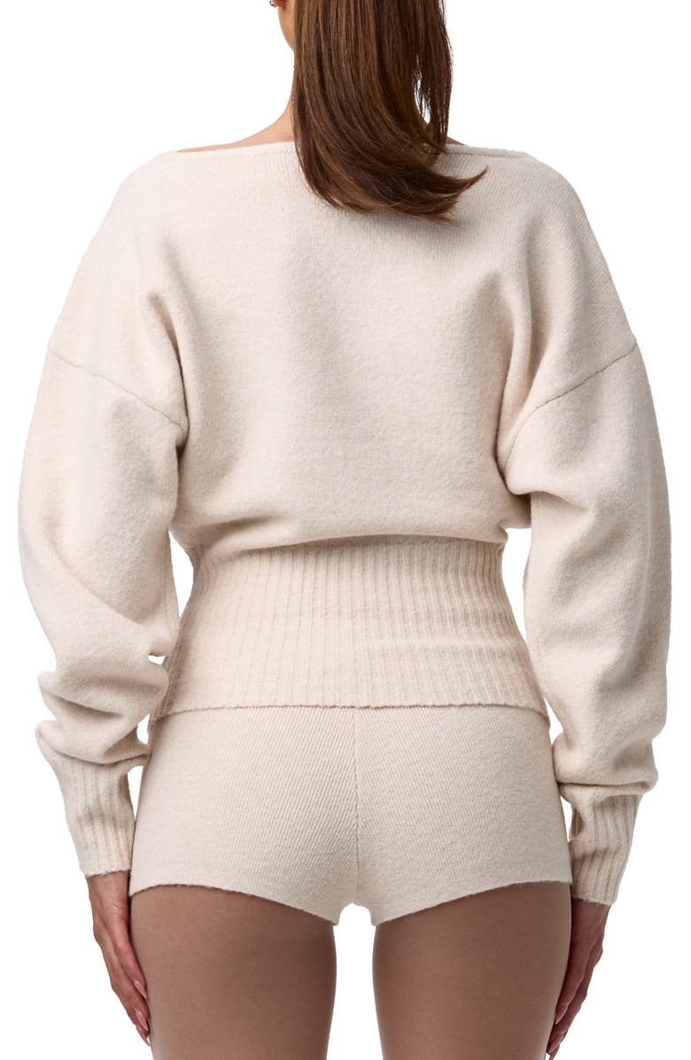 Naked Wardrobe V-Neck Ribbed Sweater, Alternate, color, Bone