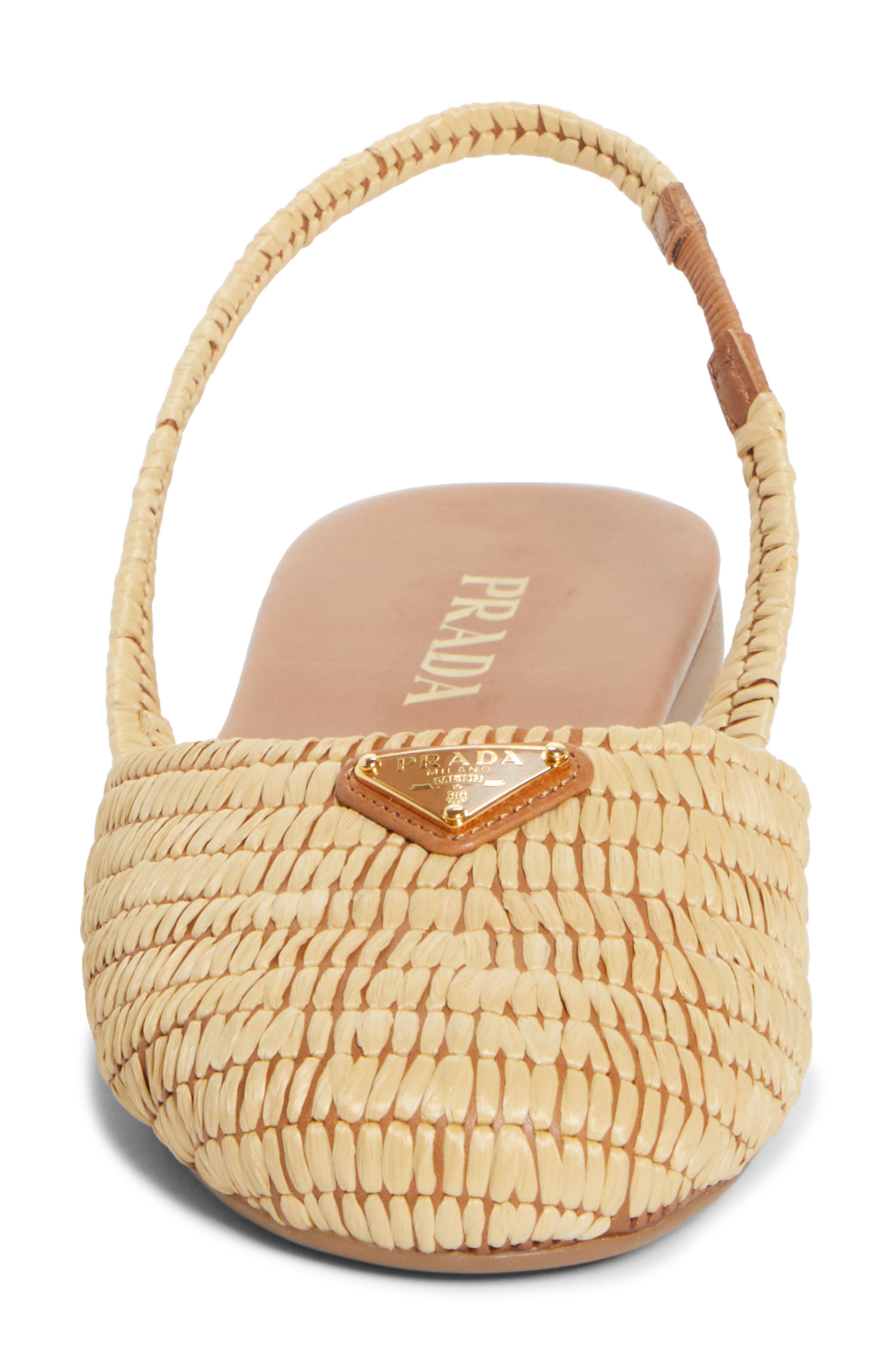 Prada Raffia Slingback Flat, Alternate, color, 