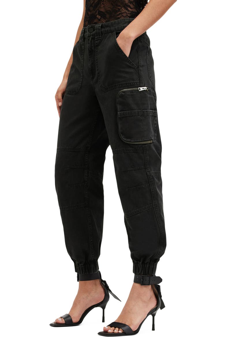 AllSaints Florence Cargo Joggers, Alternate, color, Washed Black