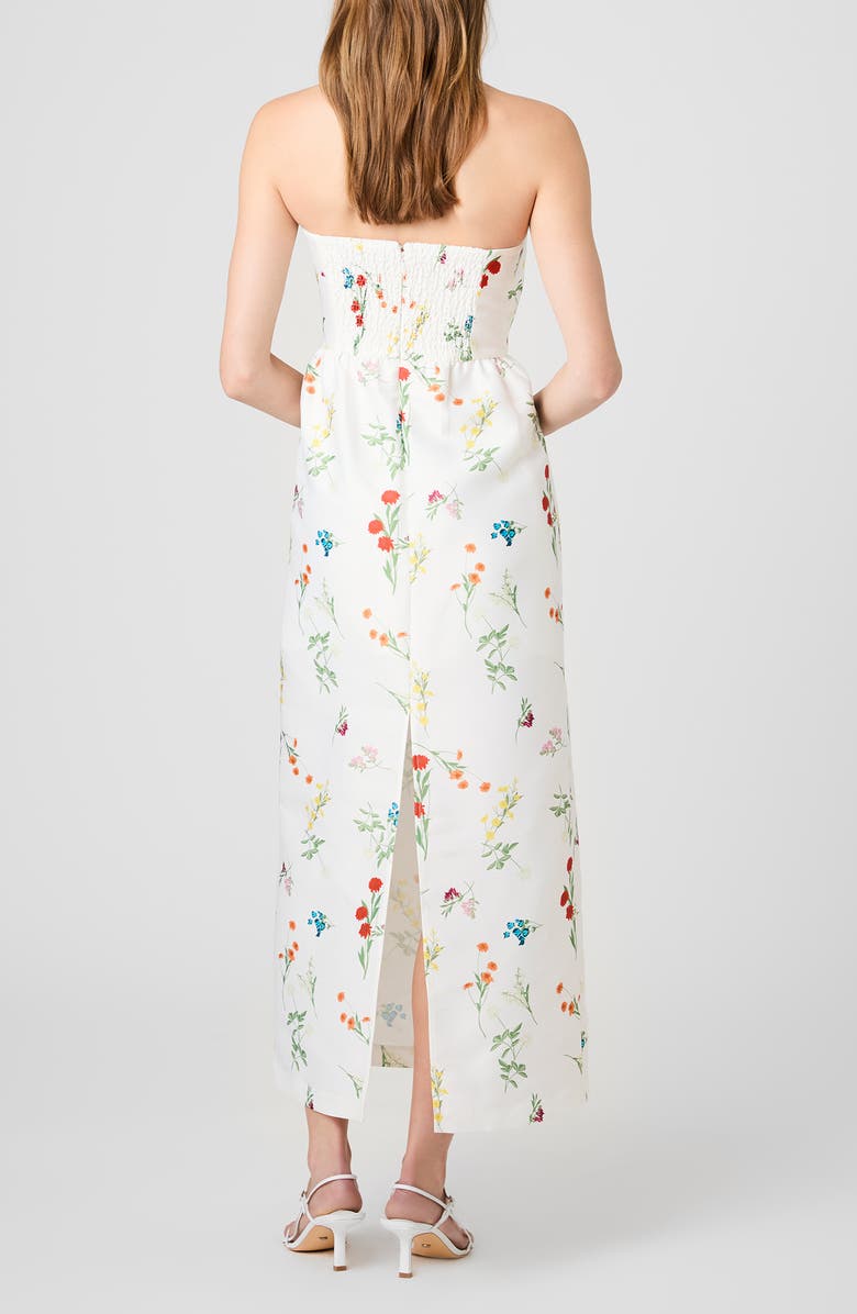 French Connection Christine Floral Strapless Fit & Flare Midi Dress, Alternate, color, Daisy Yellow Sophie Flower
