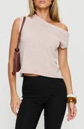 Princess Polly Ashfield One-Shoulder Crop Sweater
