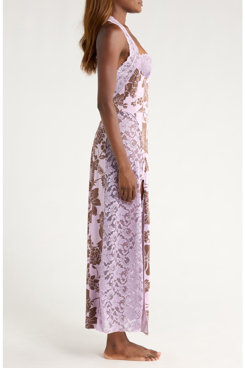 love you most print lace halter maxi dress Love You Most Print Lace Halter Maxi Dress (Women)
