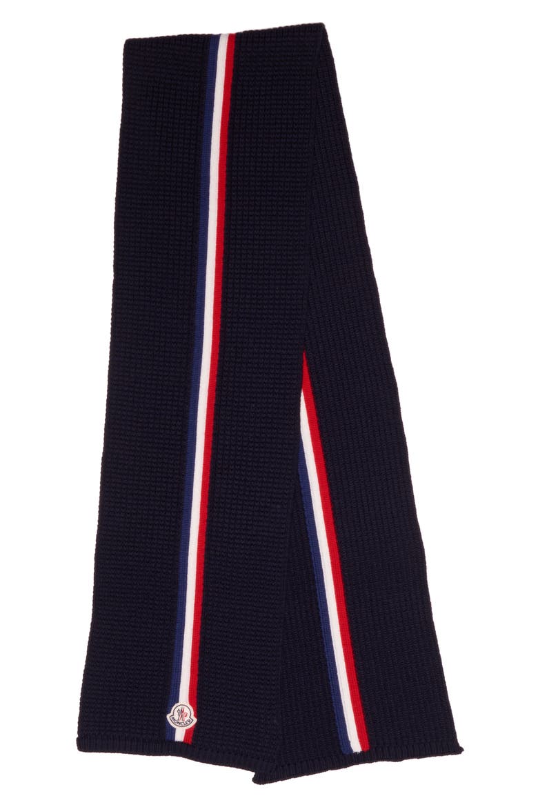 Stripe Wool Scarf, Alternate, color, NAVY