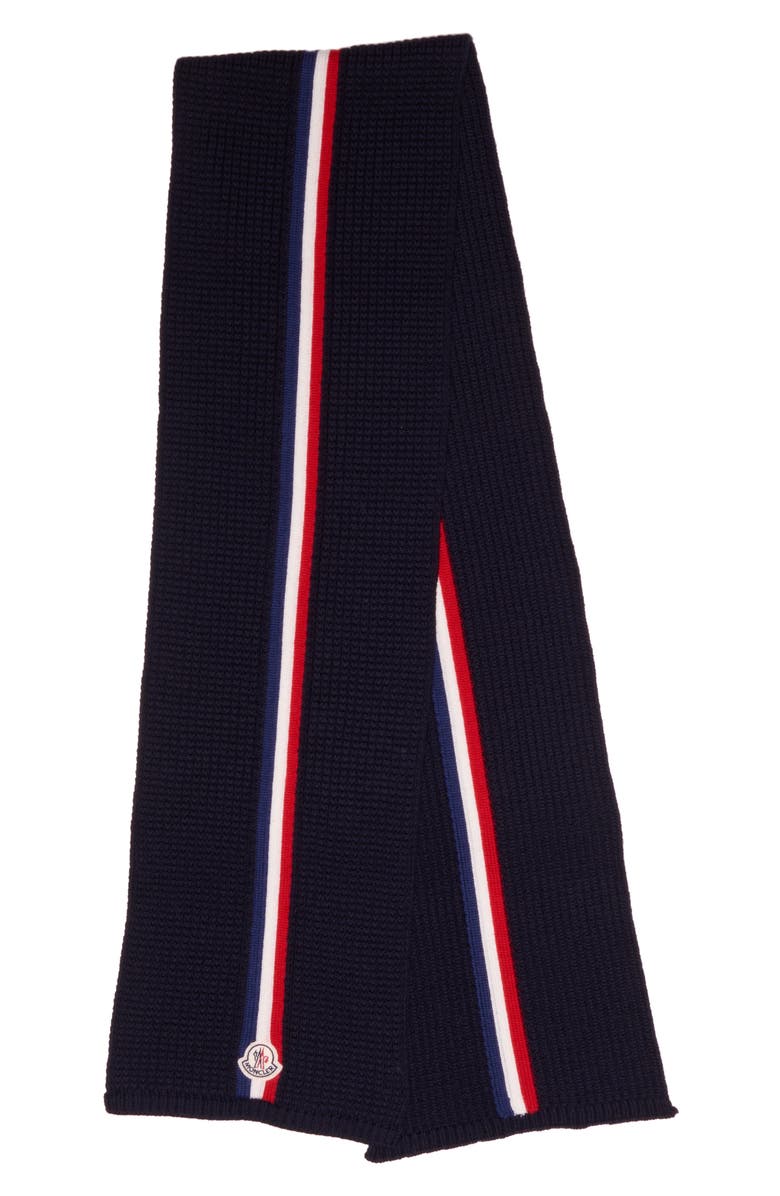 Moncler Stripe Wool Scarf, Alternate, color,