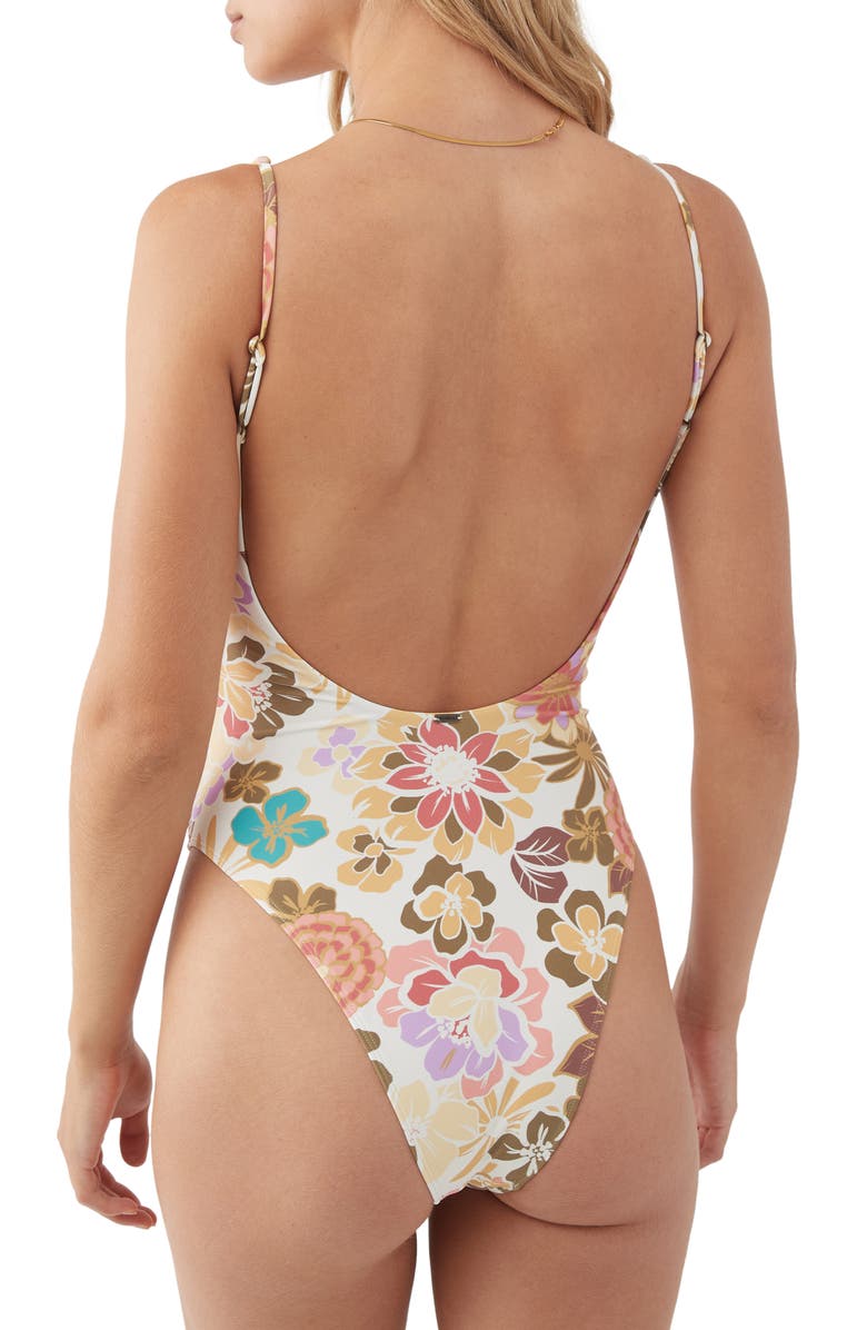 O'Neill Meadow Mykonos Floral Print One-Piece Swimsuit, Alternate, color, 