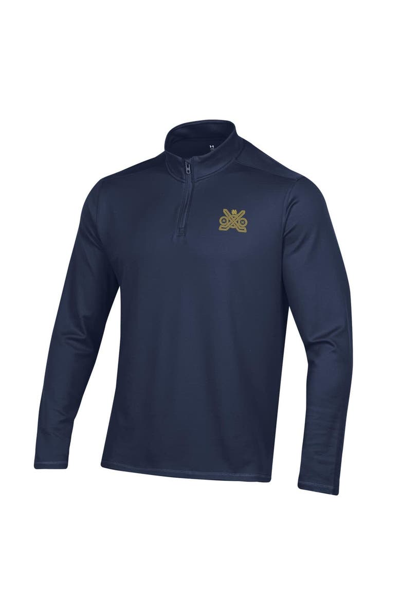Under Armour Men's Under Armour Navy Notre Dame Fighting Irish Ireland Motion Quarter-Zip Pullover Top, Alternate, color, 