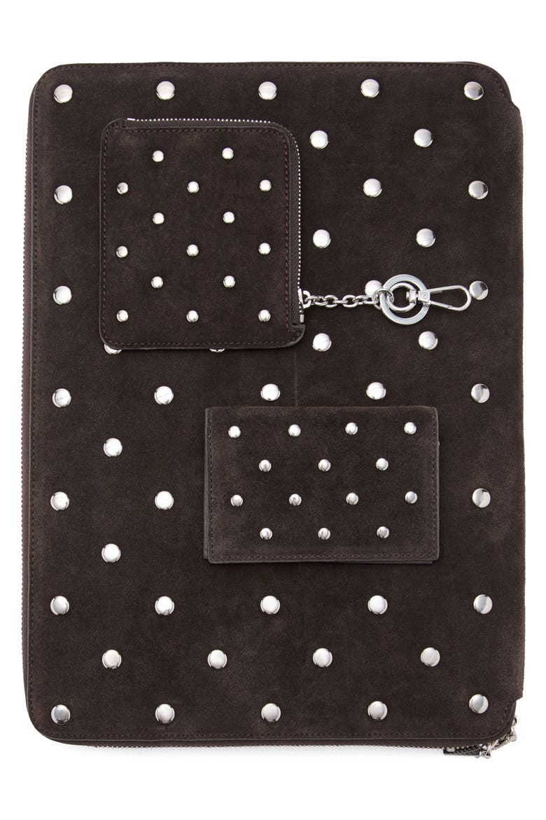 Studded Suede Card Case, Alternate, color, CHOCOLATE