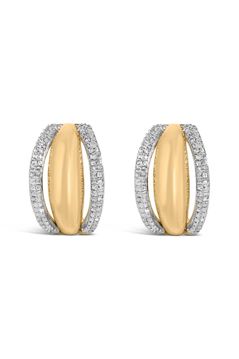 Gold Vermeil 1/10 Cttw Diamond Bold Half Hoop Earring, Main, color, Silver