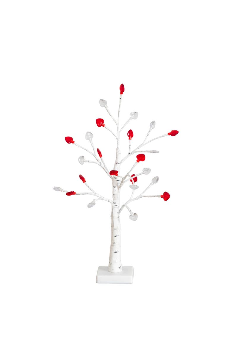 NEARLY NATURAL 2-ft Pre-Lit Artificial Valentine's Day Twig Tree with 24  Red & White Heart Shaped LED Lights, Main, color, White
