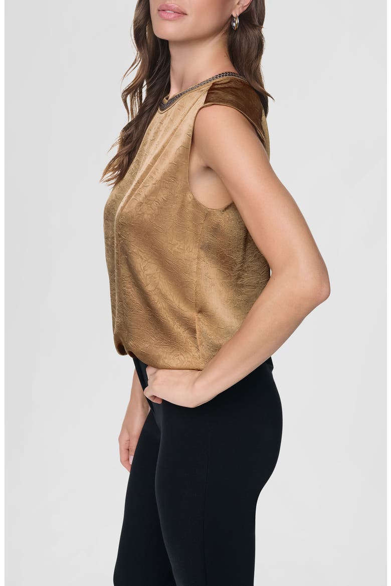 Chain Sleeveless Crinkle Satin Top, Alternate, color, TRAVERTINE