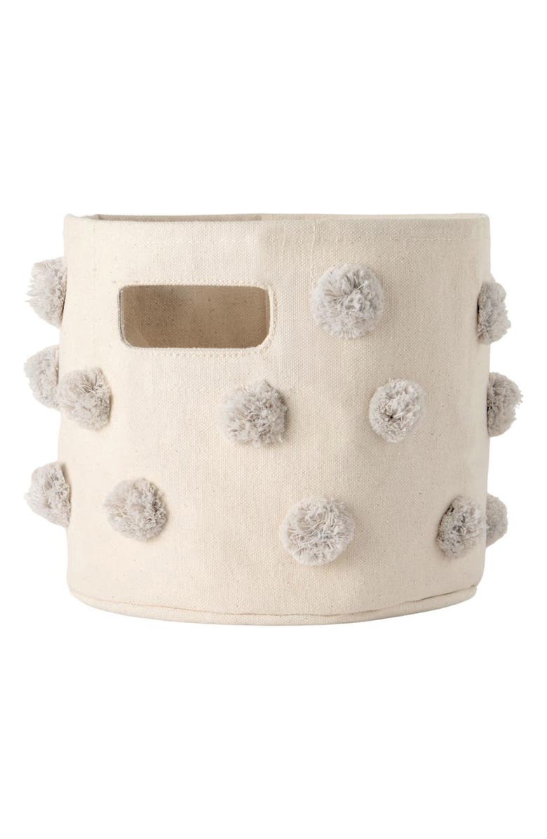 Pehr Mini Pompom Canvas Bin, Main, color, Grey