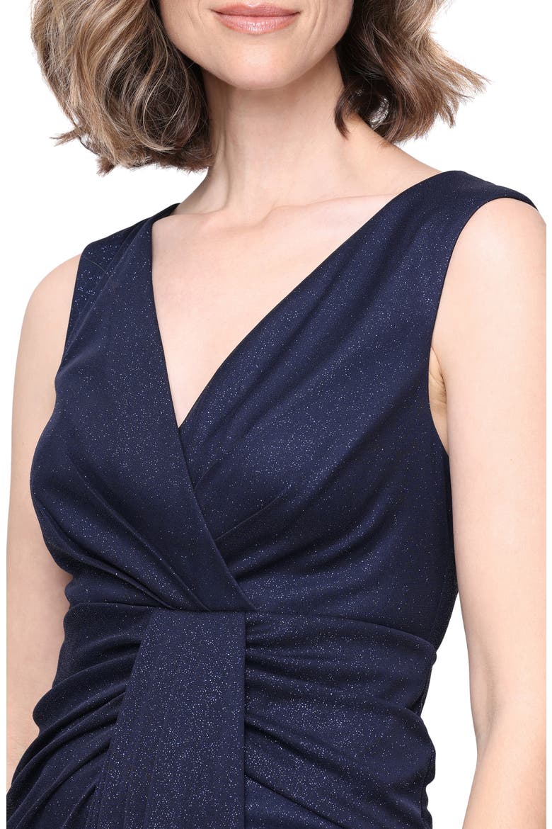 Sleeveless Glitter Mesh Gown, Alternate, color, DARK NAVY
