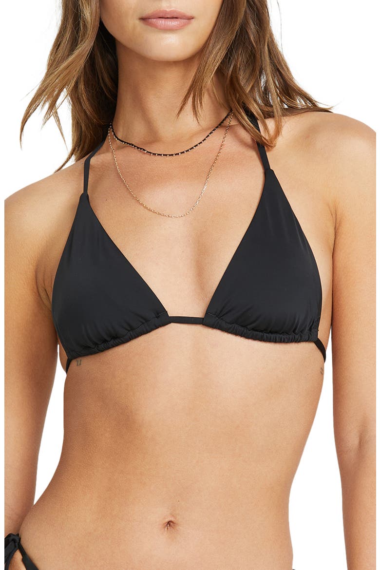 Sol Searcher Triangle Bikini Top, Main, color, BLACK PEBBLE