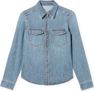 Fortela Brigitte Slim Fit Bleach Wash Denim Shirt