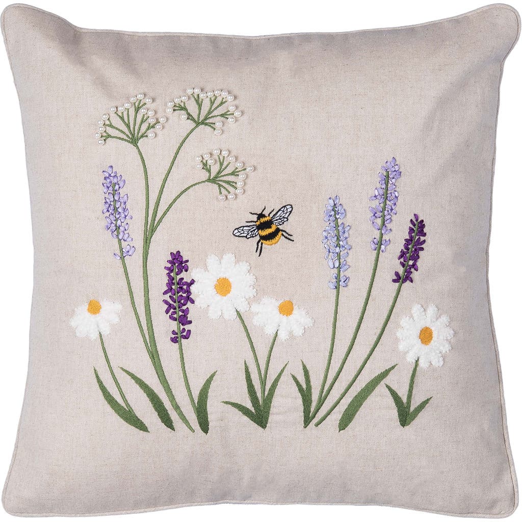 C & F Home C&f Home Lavender & Bee Garden Embroidered Woven Throw Pillow, 18" X 18" In Neutral