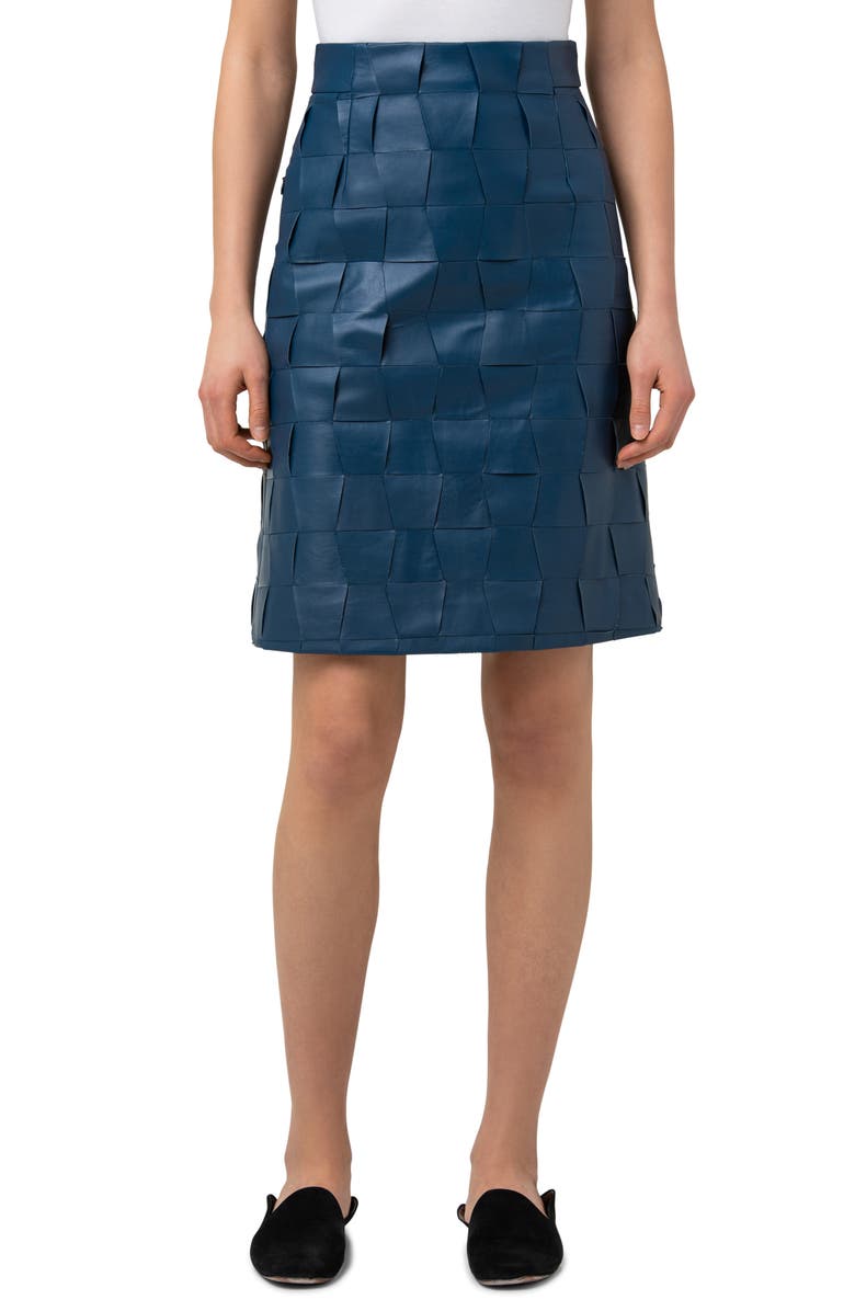 Akris A-Line Nappa Leather Skirt, Main, color, 