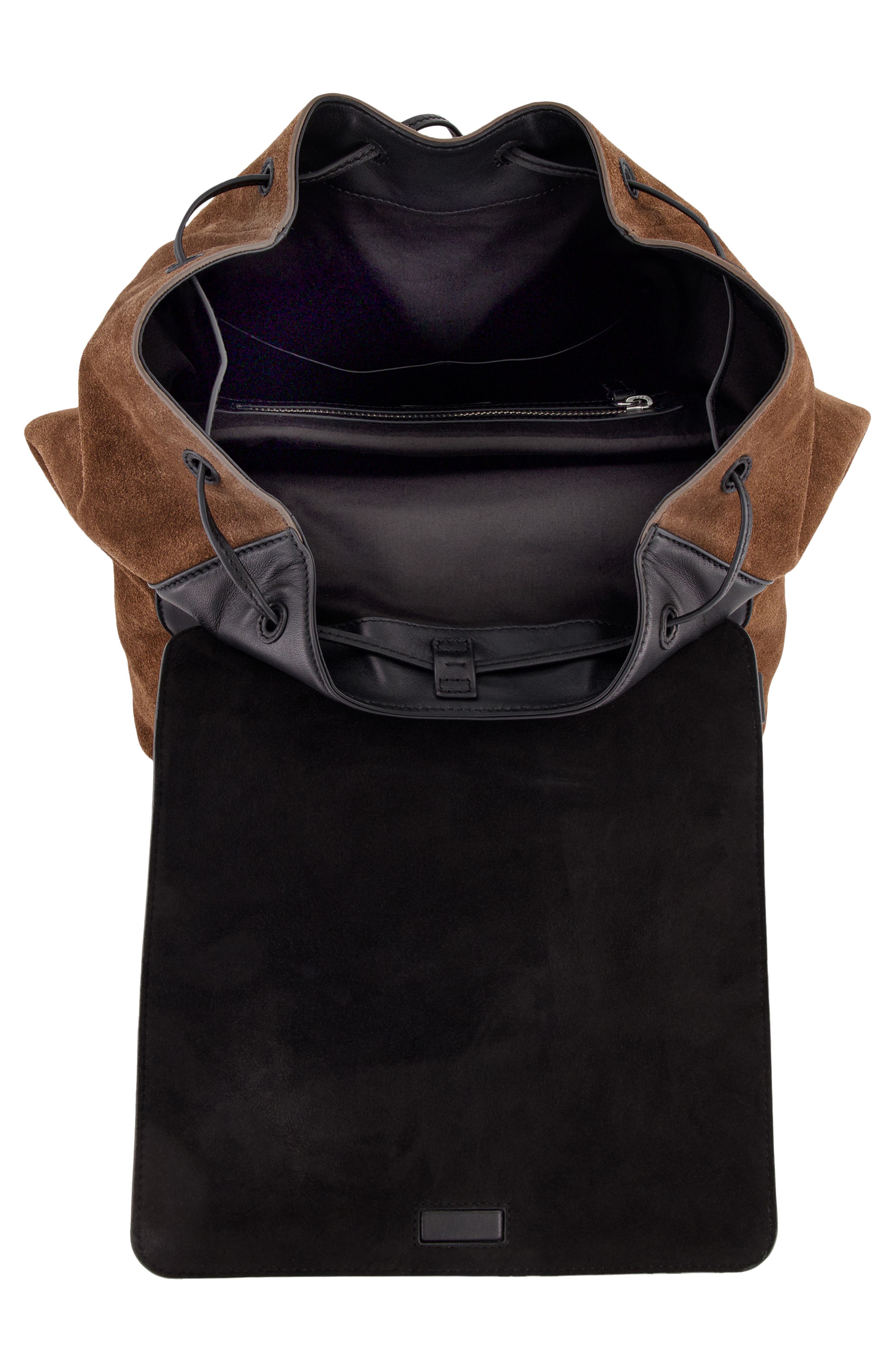 Vince Drayton Suede Flap Backpack, Alternate, color, Chocolate