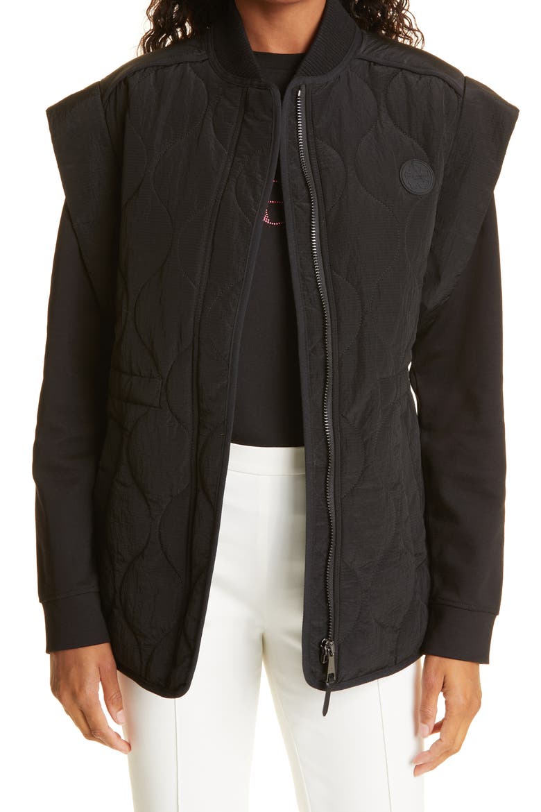 Quilted Extended Shoulder Vest, Main, color, BLACK