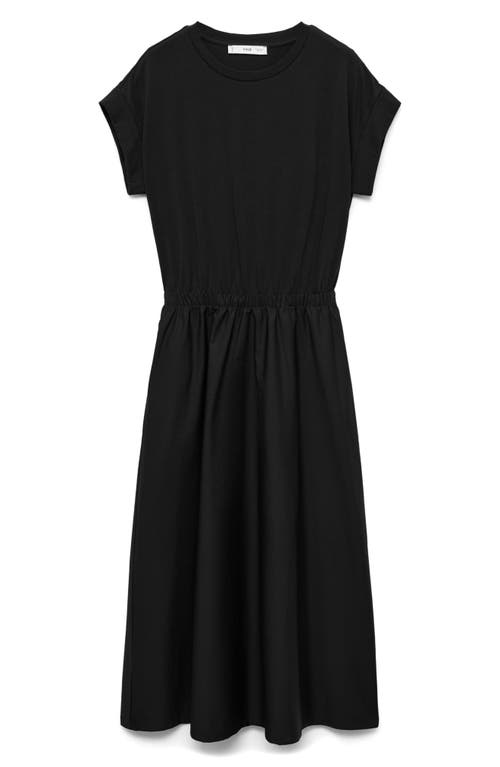 Mango Cotton Knit A-line Dress In Black